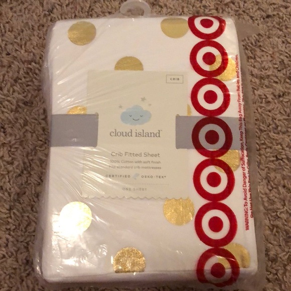 gold polka dot crib sheet